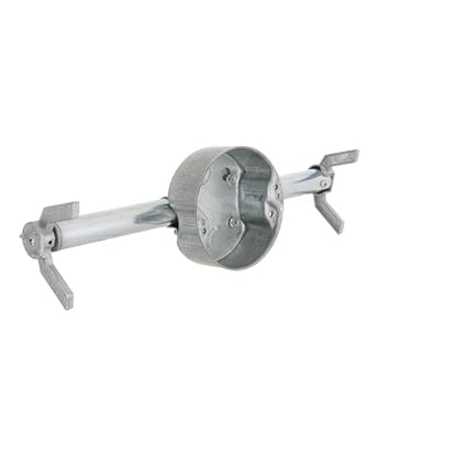 RACO RETRO-BRACE 936 1.5-in. Deep Ceiling Fan Box for Old Work 2.5-in. Knockouts, Old Work Electrical Box, Adjustable Brace, and Mounting Bracket for Ceiling Light Fixtures & Chandelier Fans