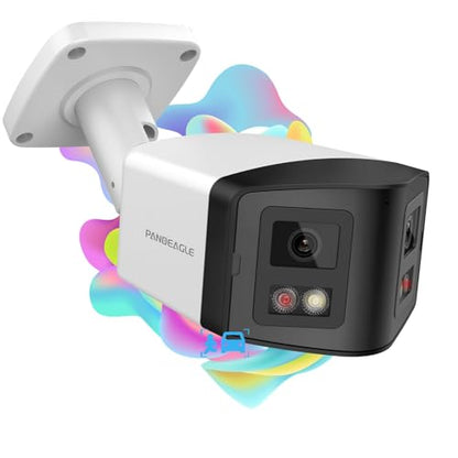 PANOEAGLE 4MP Dual Lens PoE IP Security Camera Outdoor with 180° Panoramic Wide Angle,Smart Color Night Vision,Smart Motion Detection,2-Way Audio & Micro SD Slot(512G),IP67 Waterproof,NDAA Complaint