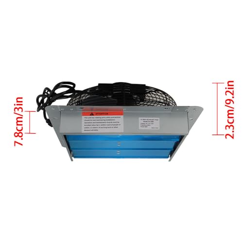 12'' Shutter Exhaust Fan Wall Mounted W/ 1.65 Power Line 1800CFM for Attic,Shed