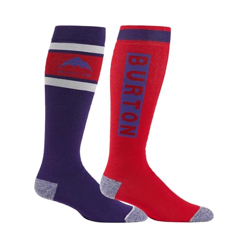 Burton Men’s 2-Pack Weekend Midweight Winter Socks – Warm Snowboard Socks with Arch Support & Reinforced Toe & Heel - color: Prism Violet, size: Large