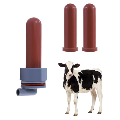 3PCS Calf Feeder Pacifier with Fixed Base for Feeding Milk Bucket Cow Nipple Calves Teats Soft Rubber Feeding Teats for Cattle Horse Donkey