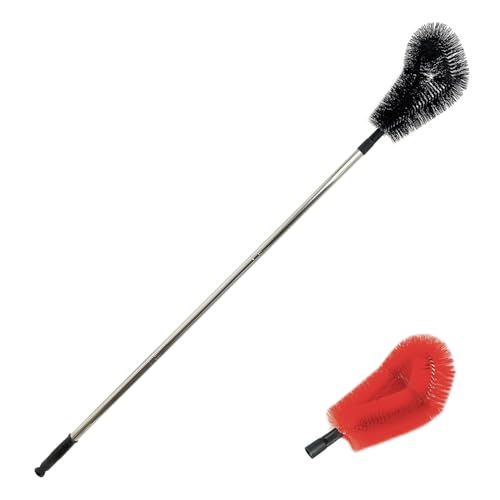 1 pcs 120 cm Huge Tank Brush (Red, with Extra Black Head), Big Brush Head Size (32 cm), Long Handle, with Extendable Stainless Steel Pole, PP Stiff-Bristled, for Large Water Bucket - color: 1 Pcs 120 Cm (Red)+extra Black Head