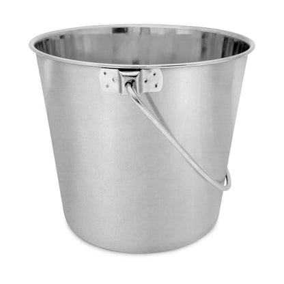 0.5 Gallon Heavy Duty Stainless Steel Bucket - Rust-Resistant Metal Bucket for Feeding & Watering Pets, Livestock & Cleaning - Perfect for Crates, Kennels, Cages & Hang on Fences - 2 Quart - size: 2 Quarts