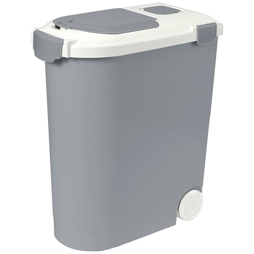 Ashfield & Harkness: Airtight Pet Food Storage Container - 30lbs/36 Qt, Grey - Lightweight Bin, Measuring Scoop, Snap Latch, Dogs-Cats-Animal Supplies - color: Grey, size: 30 lbs