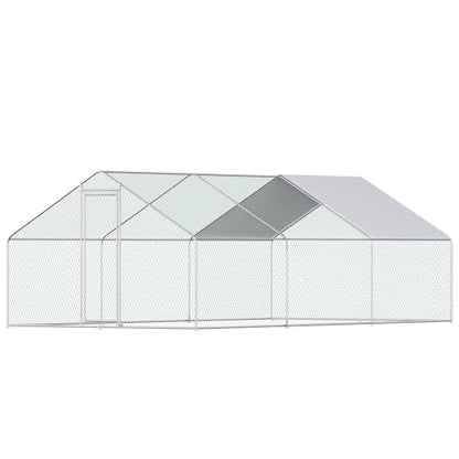 Large Chicken Coop Walk-in Metal Poultry Chicken Run Pen Rabbits Habitat House Spire Shaped Coop with Waterproof and Anti-UV Cover for Outdoor Backyard Farm Use(Steeple 3 Room) - size: 234"L x 118"W x 78"H
