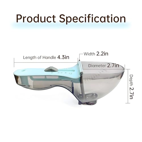 1/2 Cup Cat Dog Food Scoop, Adjustable Pet Food Measuring Cup with Scale, Pet Food Feeding Scoop for Dog, Cat and Rabbit or Bird, Puppy Measuring Cup, Easy Clean and Also Use for Rice, Flour, Soybean