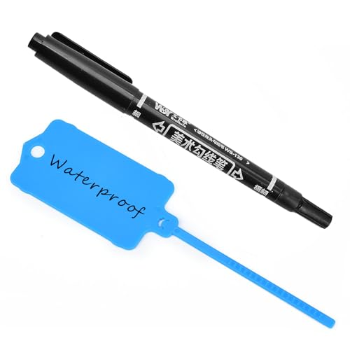 Plastic Shipping Tags Waterproof Labels Security Tamper Seals Writable Hanging Tag Sealing Strap with Marker Pen for Keys, Bag, Luggage, Shop, Logistic(200pcs,Blue) - color: Blue, size: 200pcs