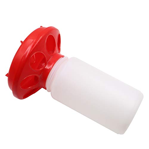 Automatic Poultry Feeder Small, Waste Free Chicken Feeder Jar, Baby Chick Feeder for Birds Pigeon Quail 1 Quart (Red and White)