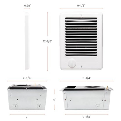 New Upgrade CSC151TW Electric Wall Heater-Complete Unit with Thermostat for Office Garage Indoor Use(Model: CSC151TW, Part: 67509), 5120 BTU, 120 Volt, 1500 Watt, White