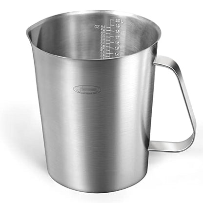 Measuring Cup, [Upgraded, 3 Measurement Scales, Including Cup Scale, ML Scale, Ounce Scale], Newness Stainless Steel Measuring Cup with Marking with Handle, 64 Ounces (2.0 Liter, 8 Cup) - size: 64 OZ (8 Cup, 2000 ML)