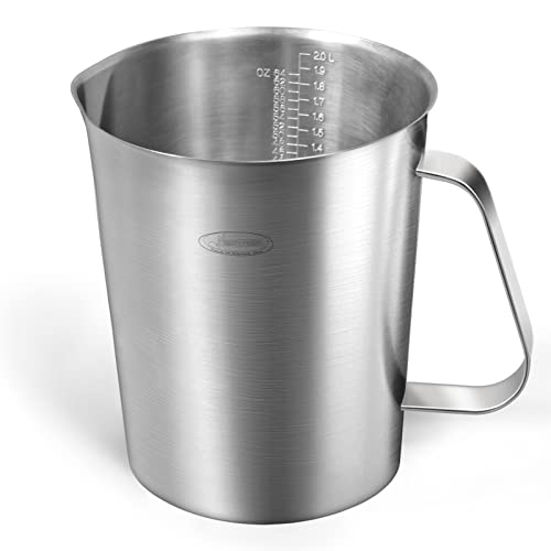 Measuring Cup, [Upgraded, 3 Measurement Scales, Including Cup Scale, ML Scale, Ounce Scale], Newness Stainless Steel Measuring Cup with Marking with Handle, 64 Ounces (2.0 Liter, 8 Cup) - size: 64 OZ (8 Cup, 2000 ML)