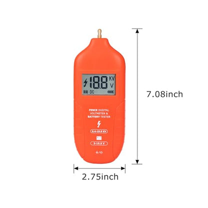 Electric Fence Tester Fault Finder Digital Electric Fence Voltage Tester Max 19.9kv, Fence Voltage Tester with Large LCD Display, Grounding & 1.5V Battery Included