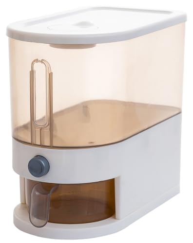 Gagee 11Lbs Rice Dispenser, Large Grain Container Storage with Lid Measuring Cylinder Moisture Proof Household Cereal Dispenser Bucket for Kitchen Soybean Corn,Brown - color: 11 Brown