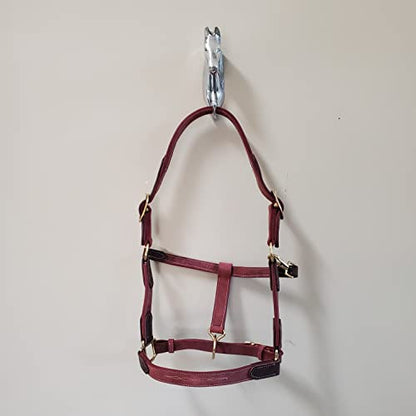 Vibrania Leather Horse Halter in Two Tone Double Layer Super Soft Premium Distressed Leather with Solid Brass Hardware (Oversize, Cherry) - color: Cherry, size: Oversize
