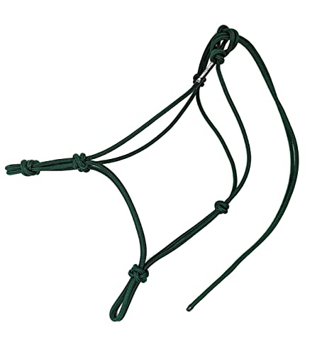 Horse Rope Training Halter - 4 Knot 1/4" Stiff Halter Cord - Used by Famous Trainers Multiple Sizes Multiple Colors - color: Hunter Green, size: Draft