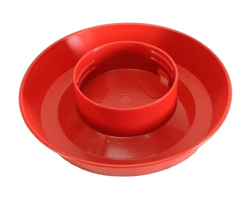 Little Giant® Screw-On Poultry Waterer Base | Heavy Duty Plastic Water Tray Base for Container | Chicken Waterer Screw on Base (Red, 1 Count) - color: Red