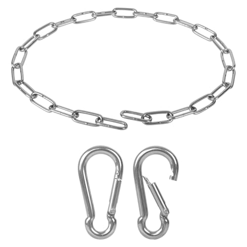 1/8 X 28 Inch Stainless Steel Gate Chain Lock, Adjustable Gate Link Chain Lock with 1/5 inch Carabiners, Metal Security Gate Chain Link for Outdoor Fences, Yard Pet Cage, Side Back Garden Door, Silver - color: 1 PC 28X1/8 IN