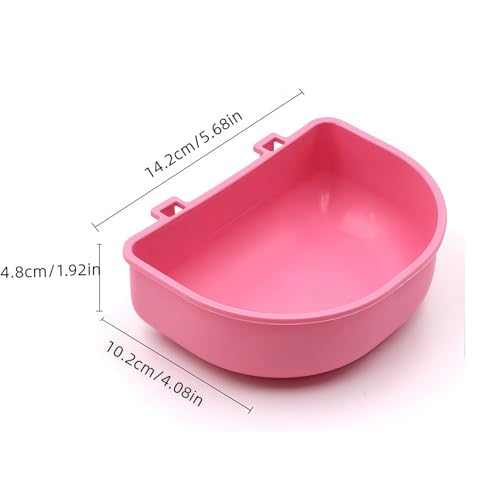 2 PcsRabbit Food Water Bowl, Guinea Pig Plastic Food Basin Dish, Chinchilla Hanging Portable Feeding Bowl (Pink and Blue)