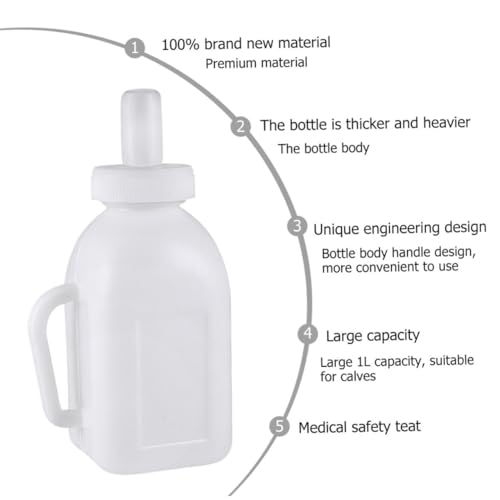 3-Pack Plastic Lamb Feeding Bottle with Silicone Teats for Newborn Lambs Sturdy Easy to Clean Feeding Supplies