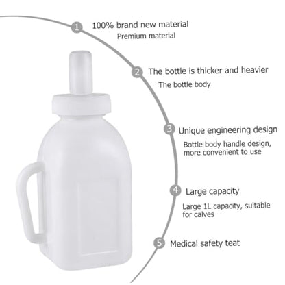 3-Pack Plastic Lamb Feeding Bottle with Silicone Teats for Newborn Lambs Sturdy Easy to Clean Feeding Supplies