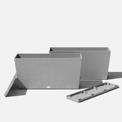 Veradek Midori Long Trough Planter (Light Grey, 39 inch - 2 Pack with 2 Saucer Trays) - color: Gray, size: 39 inch - 2 pack with saucers
