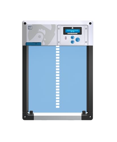 Automatic Chicken Coop Door Opener, ChickenGuard One in All 4 Colours, Timer/Light Sensing, Winter Mode, Auto-Stop & Predator Proof, 3 Power Options, Solar, Battery or Electric (Blue + Batteries) - color: Blue