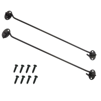 2PCS 14 Inch Stainless Steel Barn Door Hook and Eye Latch Black, Long Privacy Cabin Door Swivel Window Hook, Heavy Duty Gate Latch Holder Easy Lock- for Sliding Door, Garage, Shed, Window - size: 14 Inch - Black
