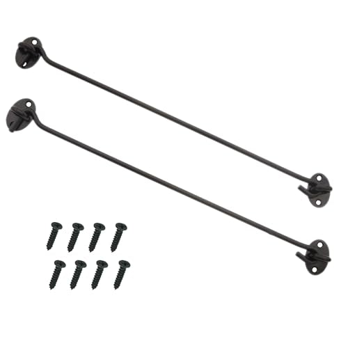 2PCS 14 Inch Stainless Steel Barn Door Hook and Eye Latch Black, Long Privacy Cabin Door Swivel Window Hook, Heavy Duty Gate Latch Holder Easy Lock- for Sliding Door, Garage, Shed, Window - size: 14 Inch - Black