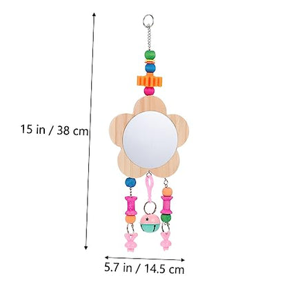 Totority Creative Hen Hanging Mirror Toy Wooden Rooster Mirror Pendants for Chickens Promotes Intellectual Development and Fun Playtime Design for Healthy Growth