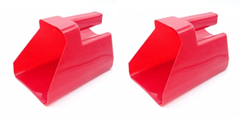 3 Quart Feed and Pet Food Scoop for Farm Animals and Pets - Stackable - Durable - color: Red 2 Pack
