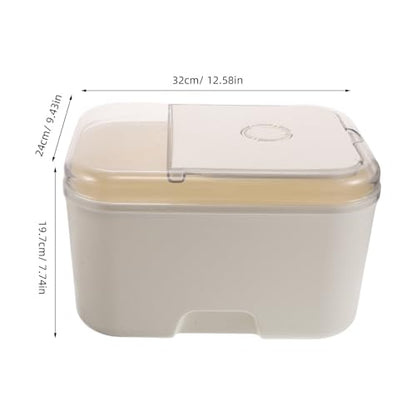 FUOYLOO 10 Kg Airtight Sealed Grain Storage Bucket for Cereal and Flour, Beige Plastic Food Container with Multipurpose Capacity for Kitchen Storage and Pantry Organization