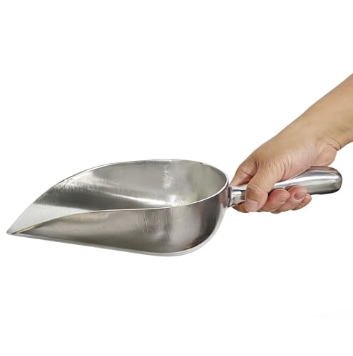 Extra Big Size Aluminum Alloy Utility Scoop, 50~70-Ounce Metal Scoop Livestock Feed Scoop for Any Household Disposing Replacing Litter/Animal Pet Farm Pig Horse Feed Food Shovel(Aluminum Alloy)