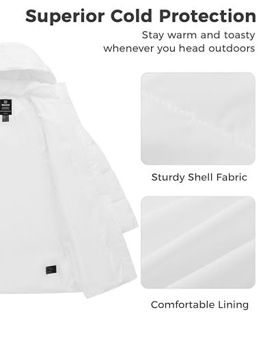 wantdo Women's Warm Winter Coat Hooded Puffer Jacket Long Parka (Available in Plus Size) - color: White, size: Medium
