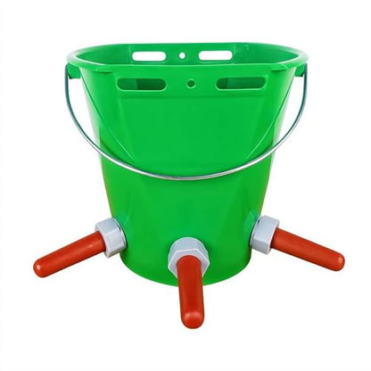Feed Bucket,Livestock Milk Feeder Bucket 8L Large Capacity with 3 Nipple 3 Mouth Feeding Station for Lamb Calf Goat Kid Piglet Food Grade Plastic Farm Nursing Pail with Internal Scale and Handle - color: Green3