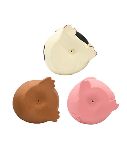 3-Pack Latex Squeaky Dog Toys (Cow, Pig, Chicken) | Big Belly Chew Toys with Noise-Maker | Natural Rubber Pet Toys for Small, Medium & Large Dogs