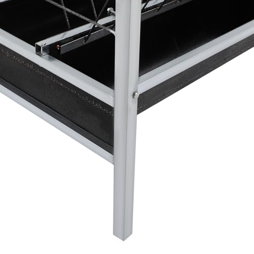 Pasture Hay Feeder, Heavy Duty 2-in-1 Livestock Feeder Hay and Grain FeederMetal Steel Livestock Feeder with Top Rack & Feeding Trough for Goat Sheep Foal Sheep Farms Shed Outdoor