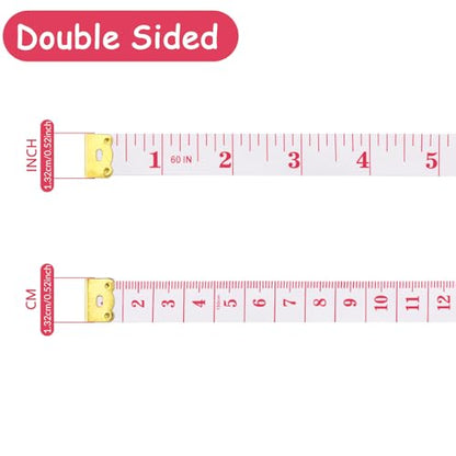 GDMINLO Tape Measure Double Scale Body Sewing Soft Flexible Tailor Craft Vinyl Ruler for Weight Loss Medical Body Measurement, Has Centimetre Scale on Reverse Side 60-inch（Red on White）
