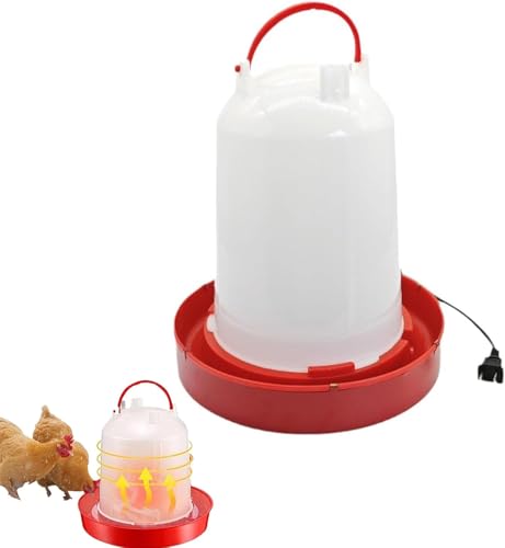 Heated Chicken Waterer,2025 Hanging Poultry Water-Heated Chicken Waterer,Thermostatically Controlled Heated 6L Outdoor Hanging Heated Poultry Waterer Dispenser for Chicks Livestock,Farm Innovators