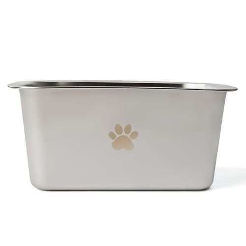 2.5 Gallons 40 Cup Non Slip Stainless Steel Large Dog Water Bowls, Outdoor Metal Dog Bowls Extra Large Breed, High Capacity Water Bowl for Big Giant Huge Dogs, Silver - color: Silver, size: 2.5 Gallons/ 320 oz/ 40 Cup