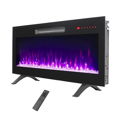 36" Electric Fireplace, Wall Fireplace Electric with Remote Control, 16 Adjustable Flame Colors, Freestanding/Wall Mounted/Recessed, 1400W Fireplace Insert Heater, Timer, Thermostat - size: 36 Inch Standard