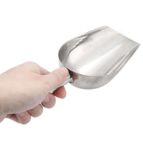 Qiilu Large Dog Food Scoop & Stainless Steel Pet Food Shovel - Long Handle Feeder for Cats and Dogs, Heavy Duty Animal Scoop