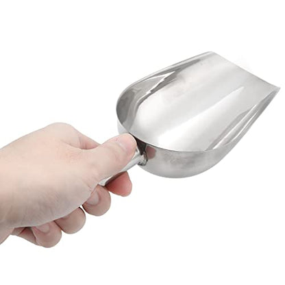 Qiilu Large Dog Food Scoop & Stainless Steel Pet Food Shovel - Long Handle Feeder for Cats and Dogs, Heavy Duty Animal Scoop