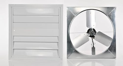 Master Flow GAF 24" Direct Drive 4500 CFM Whole House Fan with Shutter - 1/4 HP Permanent split-capictor Motor - Pull Chain Operation - WHFS24M