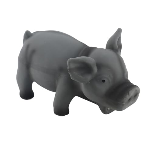 Buachois Dog Squeak Toy 6.3x3.1x3.1In, Cute Pig Grunting Latex Chew Toy Safe Bite Proof Pet Toy for Dogs Puppies (Black) - color: Black