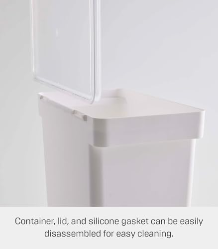 YAMAZAKI Home Tower Airtight Pet Food Storage Container - Cat And Dog Food Holder Bin With Transparent Lid And Handle - Extra Large - Polypropylene - 6.6 Gallons, 25 Liters - color: White, size: Extra Large