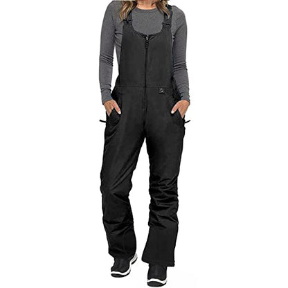 Yoawdats Women's Ski Snow Bibs Pants Insulated Water Resistant Winter Skiing Overalls Ripstop Windproof Snowboard Jumpsuits - color: Black, size: Medium