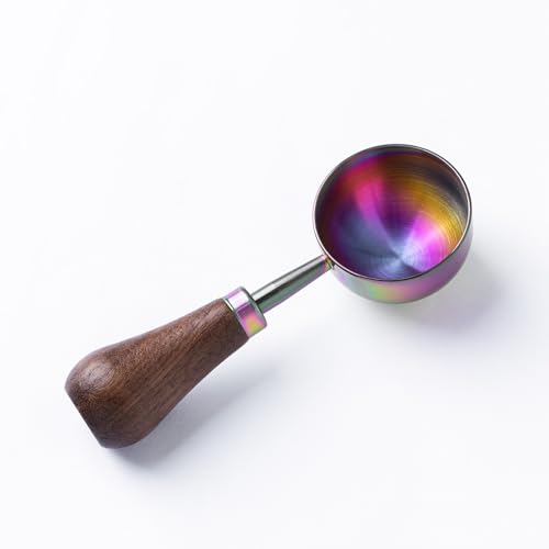 Retro Vintage Stainless Steel Coffee Scoop with Walnut Wood Handle, 10g Espresso Measure, 30ml Water Capacity (1, Iridescent) - color: Iridescent