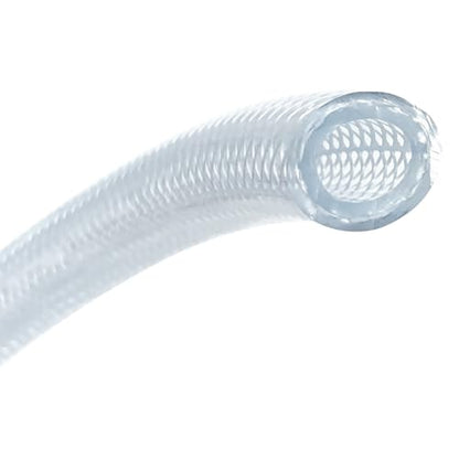 Gloxco Clear Braided PVC Tubing, Food Grade, Heavy Duty Reinforced Hose, 1/4" ID, 50 Ft Length - size: 1/4" x 50 Ft