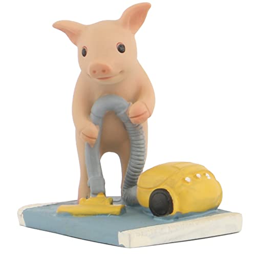 Pig Statue Mini Pig Figurine, Resin Home Decor, Lucky Animal Garden Statue for Micro Landscape (Pigs with Vacuum Cleaners) - color: Pigs With Vacuum Cleaners