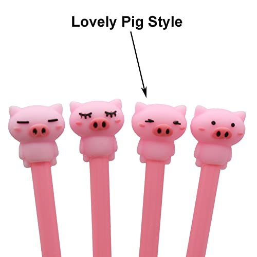 Maydahui 12 PCS Pink Pig Gel Pen Cute Piggy Pens Novelty Animal Pen Facial Expressions Black Ink for School Office Students Supplies